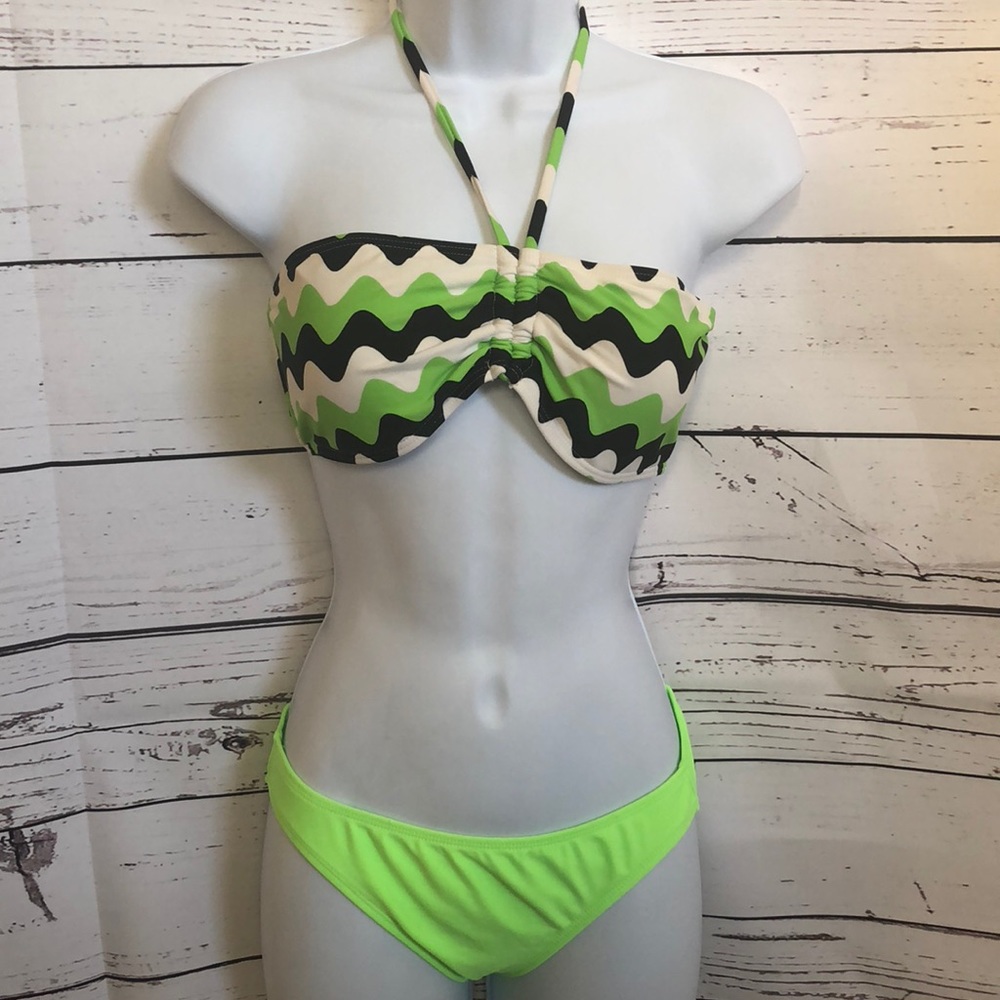 OP& Ingear bikini top & bottom chevron neon green
